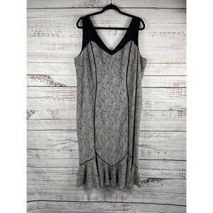 Isabel Toledo Lane Bryant Dress Womens 22 Floral Jacquard V Neck Ruffle Hem Midi